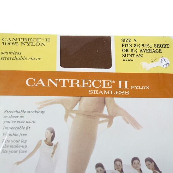 Vintage Nylon Stockings Cantrece Gaymode 1 Pair Suntan A 8 1/2 Average - Hey Viv - Picture 2 of 6